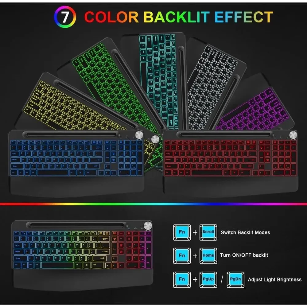 Bluefinger RGB Wireless Keyboard Mouse Combo Rechargeable Ergonomic NEW Open Box